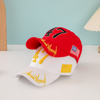 Nouvelle Casquette de Baseball 5 Panneaux 2025 Little Red Riding Hood Election, Broderie Ethnique Motif Feuille, Casquette à Visière Anti-UV 47 Lettres, Style Trucker