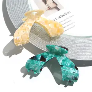 Bán Buôn Emerald Xanh Đá Cẩm Thạch Claw Clips Số Lượng Lớn Acetate Tóc Claws Cho Phụ Nữ Màu Sắc Mới Phù Hợp Với Hàn Quốc Lớn Cá Mập Claw Clips