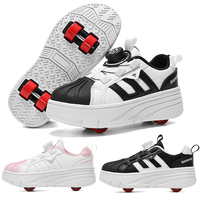 Chaussures de roller d'extérieur avec 4 roues détachables et design élégant pour enfants Chaussures de roller