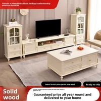 Meuble TV et Table Basse Modernes en Bois Massif Style Américain avec Rangement – Projet Clé en Main – Origine Shandong – Mobilier de Maison