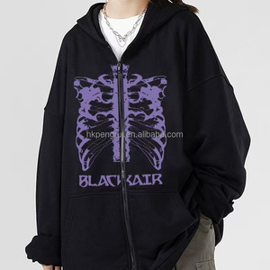 Vente en gros Blouson aviateur de style Y2K avec impression de pâte feuilletée personnalisé avec fermeture à glissière et haut à capuche avec fermeture à capuche pour les femmes - Product Image 3