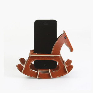 Handmade Leather Rocking Horse <b>Storage</b> Box, Creative Desktop Leather <b>Remote</b> <b>Control</b> Organizer, Toy Wooden Horse Box - Product Image 2