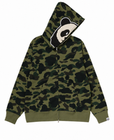 Sweat à capuche zippé camouflage personnalisé pour homme, OEM ODM, étiquette privée, motif panda, logo personnalisé, en molleton de coton, veste streetwear pour marque