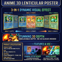Nouveaux affiches 3D lenticulaires à effet de dessin animé, 3 images en une, affiches mignonnes pour la décoration murale de la maison