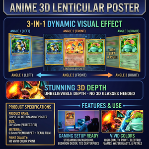 Nouveaux affiches <span class=keywords><strong>3D</strong></span> lenticulaires à effet de dessin animé, 3 images en une, affiches mignonnes pour la décoration murale de la maison - Product Image 3