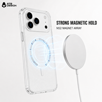 Coque de téléphone magnétique personnalisée ATB Sparkle pour iPhone 18 17 Pro, compatible avec la charge sans fil, transparente en TPU et PC, OEM ODM
