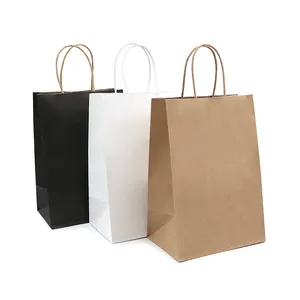 Recycled retail sac en papier bolsas papel kraft party gift shopping paper bags with handle