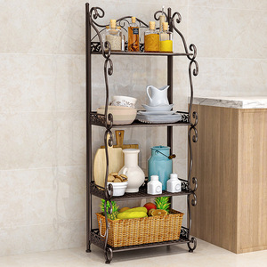 Estante de almacenamiento de hierro forjado, estante vertical vintage de tres capas para organización del hogar, cocina y baño, diseño rectangular duradero - Product Image 4