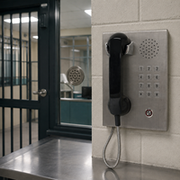 Téléphone mural en acier inoxydable brossé avec clavier métallique et haut-parleur pour système téléphonique de banque, hall d'accueil ou prison