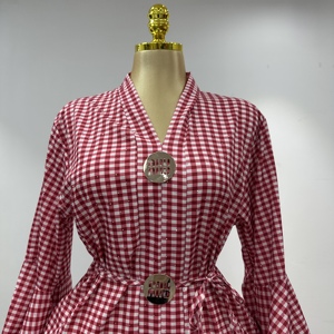 Robe pour <span class=keywords><strong>femme</strong></span> à col en V et manches évasées, respirante, en polyester brodé, pour les saisons printemps, hiver, automne - Product Image 3
