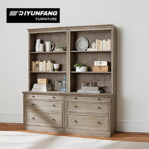 Retro <strong>French</strong> Simple Wall-mounted Large Wood Bookcase with 3 <strong>Shelves</strong> for Living Room and Bathroom Storage &amp; Display - Product Image 2