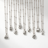 Collier en acier inoxydable argenté avec initiale en forme de bulle, alphabet A-Z, chaîne à perles, bijoux personnalisés pour femmes, cadeau