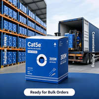 Câble réseau Ethernet Cat5e en cuivre PVC bleu 305m 100MHz, testé Fluke, pour projets d'ingénierie informatique et d'infrastructure