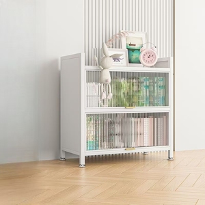 Armoire de cuisine <span class=keywords><strong>four</strong></span> à <span class=keywords><strong>micro</strong></span>-ondes en acier avec 4 portes rabattable 90 casiers de rangement d'organisation de stockage à domicile en acier - Product Image 3