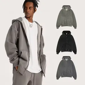 2024 Wholesale Designer High Quality Oversize Hoodie 400Gsm Zip Up Blank Polar Fleece Men Hoodies