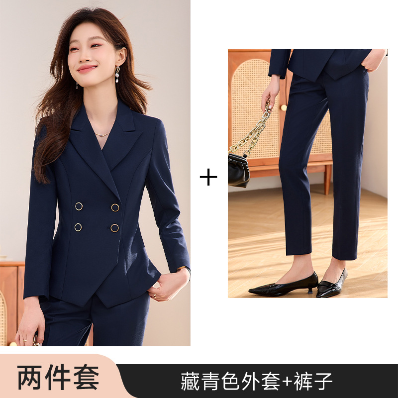 Navy blue suit trousers