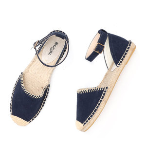 Elegantes <span class=keywords><strong>Sandalias</strong></span> <span class=keywords><strong>Planas</strong></span> de Esparto con Correa al Tobillo y Hebilla para <span class=keywords><strong>Mujer</strong></span>, de Ante, con Suela de Yute y Punta Cerrada, Zapatos Casuales de Moda para Verano - Product Image 2