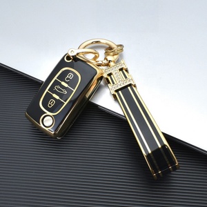Étui de clé de voiture personnalisé avec logo pour <span class=keywords><strong>Peugeot</strong></span> 2 3 boutons, en TPU, antichoc, anti-rayures, prix de gros, housse de clé télécommande - Product Image 1