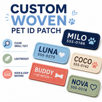 Étiquette d'identification personnalisée tissée pour animaux de compagnie, pour harnais, gilet ou sacoche, texte clair, numéro de contact, légère, avec fermeture auto-agrippante, badge nominatif personnalisé
