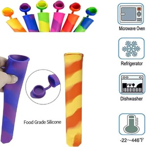 Molde de silicona reutilizable para paletas de hielo con tapa, colorido, apto para alimentos, seguro para congelador, herramienta de cocina DIY para hacer en casa - Product Image 2
