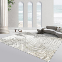 Tapis de sol luxueux ultra épais en peluche, motif rayé moderne, dos antidérapant, tapis doux, résistant aux taches, facile à nettoyer pour le salon