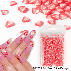 Logotipo personalizado 100PCS Bolsa Rebanada <span class=keywords><strong>de</strong></span> fruta Diseñador Nail Charms Acrílico Colorido 3D Mixed Fruit Nail Art Charms - Product Image 4