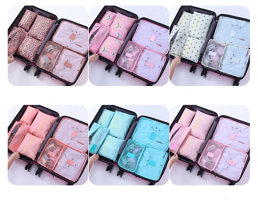 사용자 지정 인쇄 표준 크기 접을 수 있는 유틸리티 7세트 여행용 포장 큐브