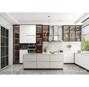 2024 dorene cao cấp Nhà bếp hiện đại Thiết kế Óc Chó gỗ màu Veneer màu kính cửa sang trọng ý tủ bếp - Product Image 2