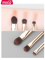 Ensemble de 3 pinceaux de maquillage professionnels MSQ Fasional, manche en bois, poils de cheval, format voyage, pinceau éventail et pinceau à sourcils plat