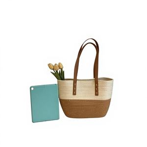 กระเป๋าสานหญ้าสีสันใหม่สำหรับผู้หญิง แฟชั่นฤดูร้อน เหมาะสำหรับเดินทาง ช้อปปิ้ง จุของได้เยอะ ใช้งานได้หลากหลาย สะพายไหล่ - Product Image 1