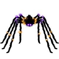 Araña de Peluche Luminosa para Halloween con Luz LED, Decoración Colgante para Exteriores e Interiores, Adorno Espeluznante para el Hogar y el Jardín