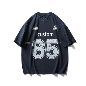 Camiseta de Verano 2026, Nueva, Transpirable, 100% Algodón, Estilo Vintage, Lavada, Estampada, Manga Corta, Hip Hop, Holgada, para Parejas - Product Image 2