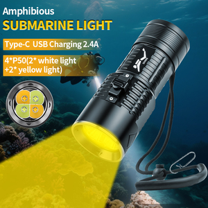 Linterna DE BUCEO sumergible IP68 cordón impermeable recargable 100M bajo el agua día lluvioso pez antorcha buceo Flash Luz - Product Image 4