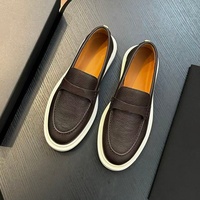 Mocassins en cuir grainé de style designer JJW de haute qualité pour hommes, chaussures décontractées à enfiler avec plateforme, chaussures de ville à semelle épaisse blanche
