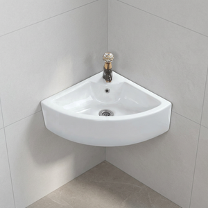 Artículos sanitarios de cerámica, lavabo de esquina pequeña triangular de Color blanco para baño y baño - Product Image 1