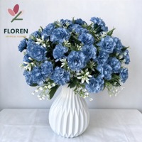 FLOREN Bouquet de fleurs artificielles en soie au toucher réel, carnations mélangées, aspect naturel et réaliste, pour mariage, décoration intérieure, cadeau