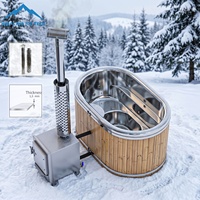 2-4 Personen Holzbeheizter Whirlpool - Edelstahl+Rote Zeder, Netzunabhängig, Ohne Strom, Gästeerlebnis-Booster für Boutique-Hotels