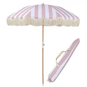 Sombrilla de jardín al aire libre, Parasol de playa con borlas, venta de fábrica