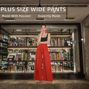 Pantalones Largos de Verano para Mujer, Talla Grande, Cintura Alta, Transpirables, Estilo Vintage, con Cierre de Cremallera, Pierna Ancha, 100% Poliéster - Product Image 2