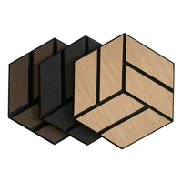 Panneaux acoustiques hexagonaux en fibre de bois au design moderne, panneaux muraux 3D en placage PET pour hôtel avec design graphique et garantie de 5 ans