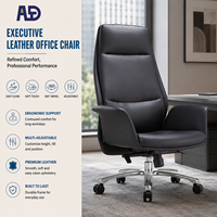 Chaise de bureau ergonomique moderne en cuir, chaise de direction à dossier haut pivotante, chaise d'ordinateur réglable et inclinable, base chromée