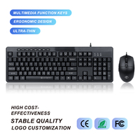 Combo de teclado y ratón para ordenador de oficina, accesorio barato con cable USB, gran oferta