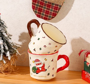 Mug à café en céramique écologique de 400 ml, motif de Noël nordique, compatible micro-ondes, réutilisable, pour la maison, le bureau, cadeau - Product Image 2
