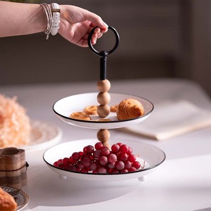 ถาดเสิร์ฟสองชั้นโลหะสีพื้นสำหรับใส่ผลไม้ ตกแต่งบ้านงานแต่ง - Product Image 2