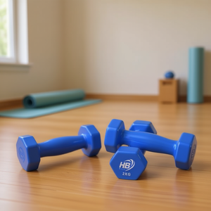 Blue Glossy Coated 2KG Hexagonal <b>Dumbbells</b> - Product Image 3
