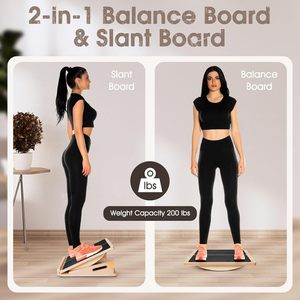 Tabla de Equilibrio de Madera 30x40cm con Superficie Antideslizante para Gimnasio en Casa, Entrenamiento Físico y Rehabilitación - Product Image 3