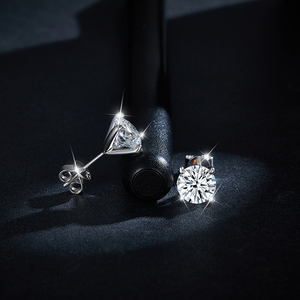 Ruizuan 8mm Moissanite Brilliant Cut Cross Design Unisex Stud Earrings Party <b>Silicone</b> Gold Plated Rhodium Plated Rose Gold - Product Image 4