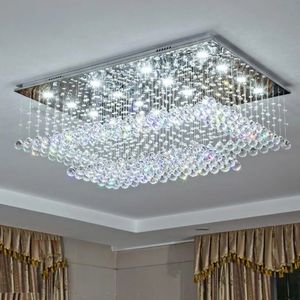 Nuevo estilo, luz de techo Led rectangular, sala de estar, lámpara de techo de bola de cristal K9 Rectangular moderna - Product Image 2