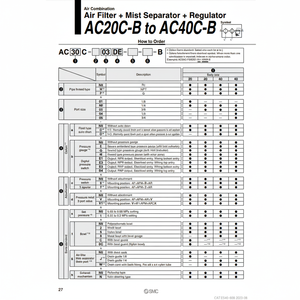 การรวมกันของลม AC40C-04E3-V-B ชิ้นส่วนนิวเมติก SMC - Product Image 1