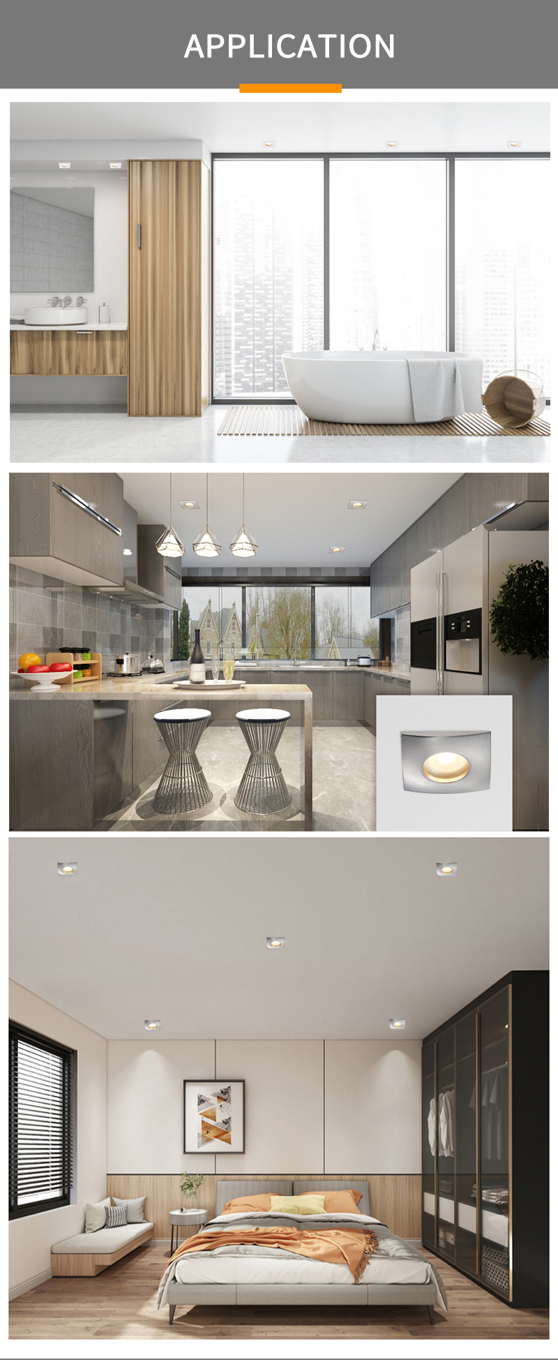 Square Recessed Waterproof LED Downlights 10 W For Bathroom